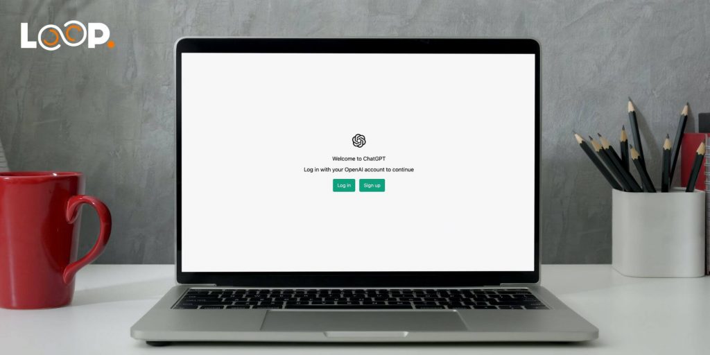 chatgpt login window on a laptop
