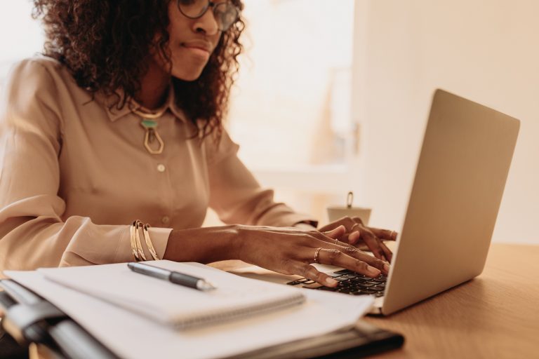 lady working from home