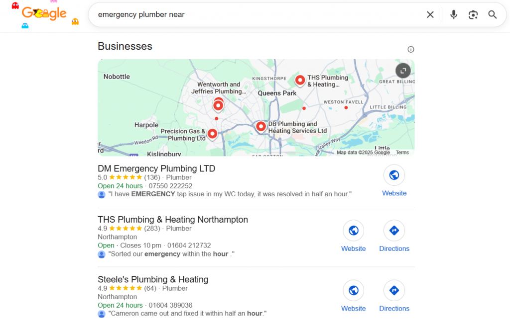 Local google search
